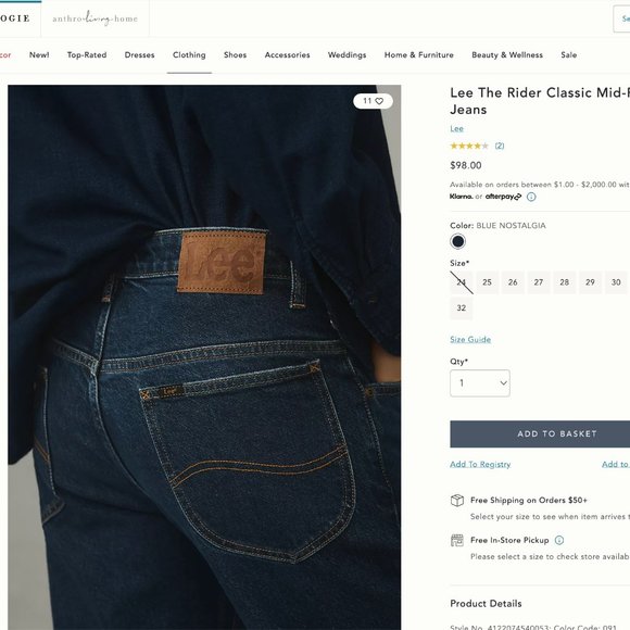 Ms.Lee Made in USA Raw Denim Straight Leg Riders Jeans womens 12 (28/35) - Picture 10 of 10